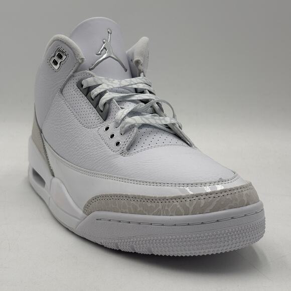 Nike Air Jordan 3 Retro White Silver Sneakers CT8532 111 Men Size 12 NEW main image 8